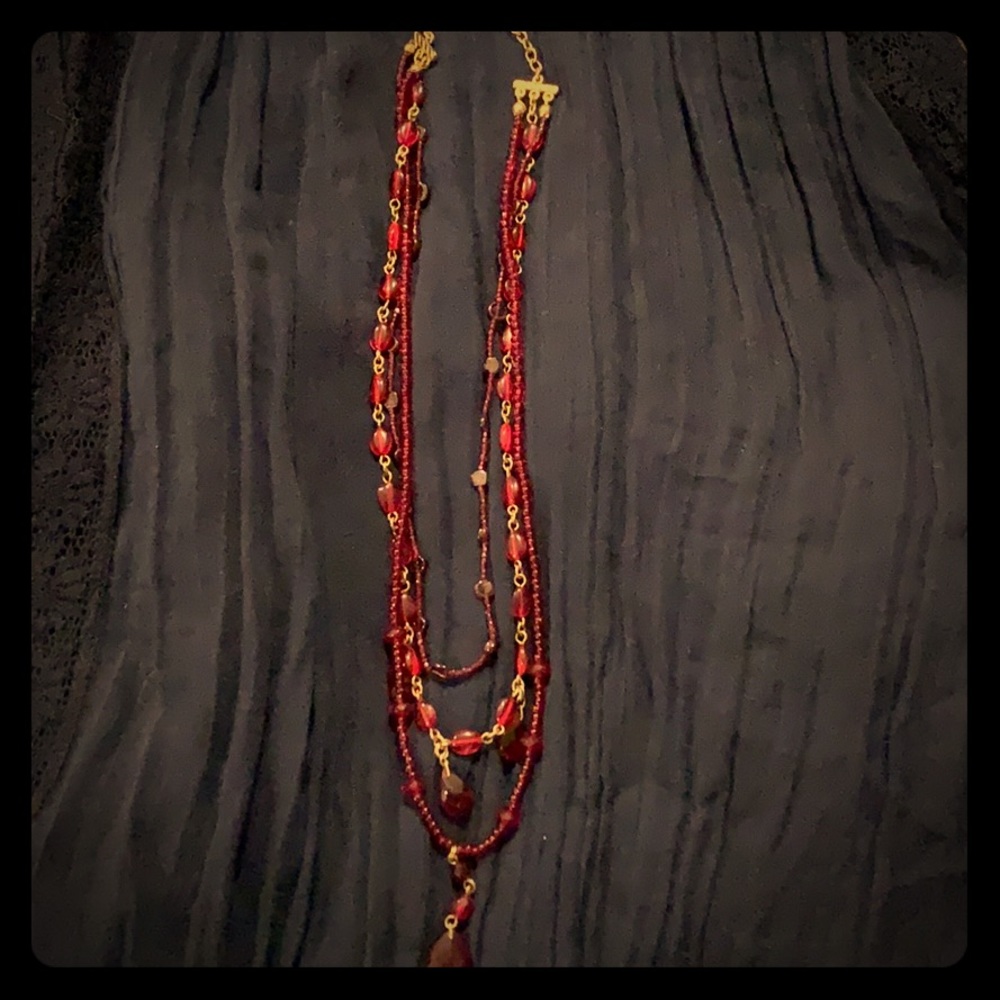 ❣️Red glass beaded necklace ❣️